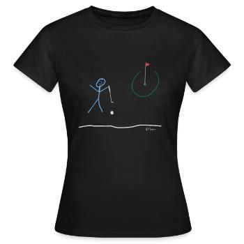 Golf Strichmännchen, lustig Hobby Freizeit Sport - Frauen T-Shirt - Schwarz - Vorne - AI Model Female 172 dark (172cm)