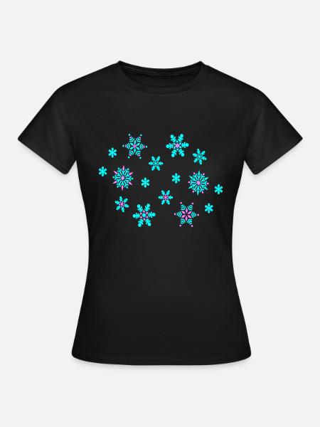 Schneeflocken - Dame-T-shirt - sort