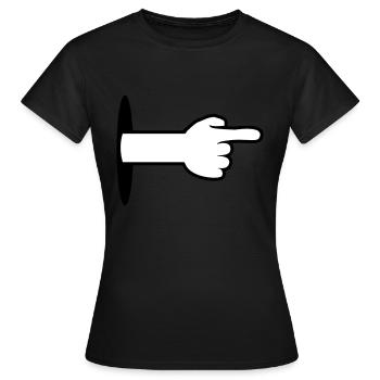 loch wand boden arm hand comic cartoon zeigen zeig - Frauen T-Shirt - Schwarz - Vorne - AI Model Female 172 dark (172cm)