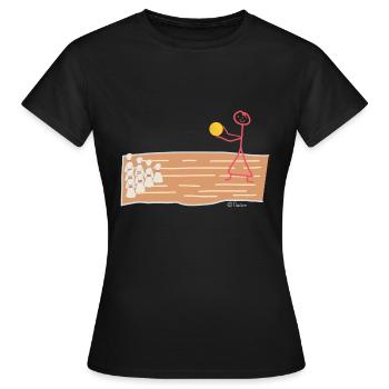 Bowling Strichmännchen, Frau Kegeln Strike Sport - Frauen T-Shirt - Schwarz - Vorne - AI Model Female 172 dark (172cm)