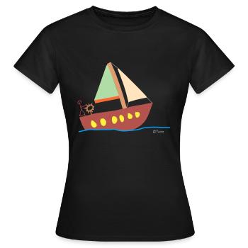 Segel Strichmännchen, Frau Wasser Sport Urlaub - Frauen T-Shirt - Schwarz - Vorne - AI Model Female 172 dark (172cm)