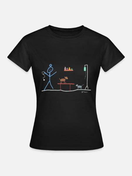 Tierarzt Strichmännchen, Veterinärmedizin Arbeit - Frauen T-Shirt - Schwarz