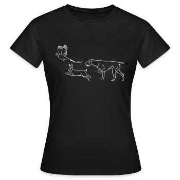 Deutsch Drahthaar - Fasan - Hase - Frauen T-Shirt - Schwarz - Vorne - AI Model Female 172 dark (172cm)