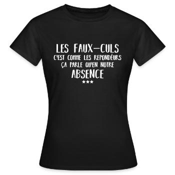 les faux culs c'est comme les répondeurs - T-shirt Femme - noir - Devant - AI Model Female 172 dark (172cm)