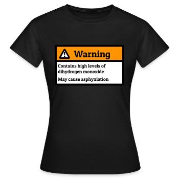 Étiquette de mise en garde contre le monoxyde de dihydrogène - T-shirt Femme - noir - Devant - AI Model Female 172 dark (172cm)