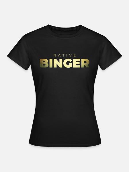 NATIVE BINGER // VoD Binge Watching // Gold Design - Dame-T-shirt - sort