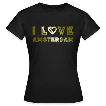 I Love Amsterdam - Frauen T-Shirt - Schwarz - Vorne - AI Model Female 172 dark (172cm)
