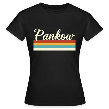 Pankow - Berlin - Retro - Vintage - Balken - Frauen T-Shirt - Schwarz - Vorne - AI Model Female 172 dark (172cm)