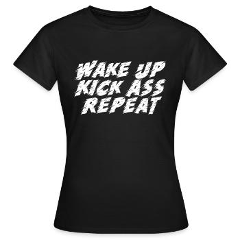 Wake Up Repeat - Women's T-Shirt - black - Front - AI Model Female 172 dark (172cm)