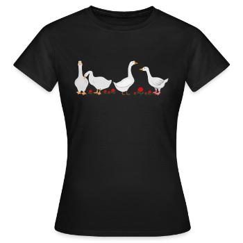Fun group of geese - Women's T-Shirt - black - Front - AI Model Female 172 dark (172cm)