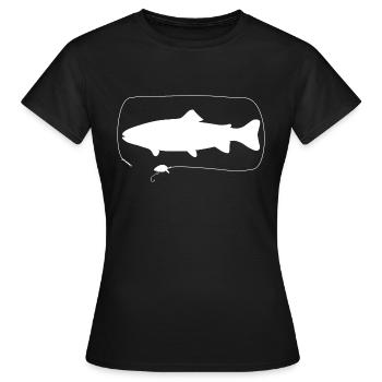 Truite avec wobbler - T-shirt Femme - noir - Devant - AI Model Female 172 dark (172cm)