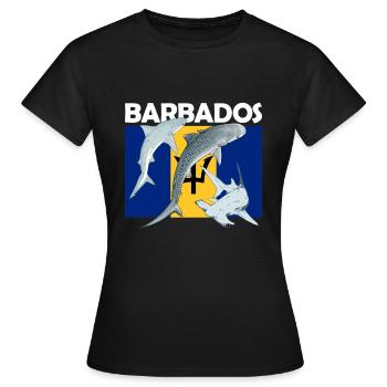Drapeau de la Barbade Requin tigre Requin marteau - T-shirt Femme - noir - Devant - AI Model Female 172 dark (172cm)