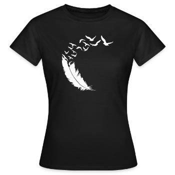Plume - Oiseaux - Essaim d’oiseaux - Art abstrait - T-shirt Femme - noir - Devant - AI Model Female 172 dark (172cm)