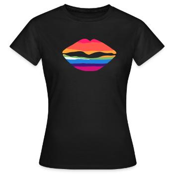Rainbow kiss mouth. - Women's T-Shirt - black - Front - AI Model Female 172 dark (172cm)