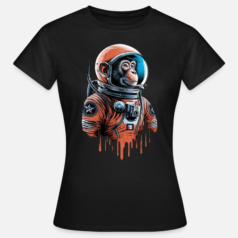 Le singe de l’espace explore l’univers - T-shirt Femme - noir