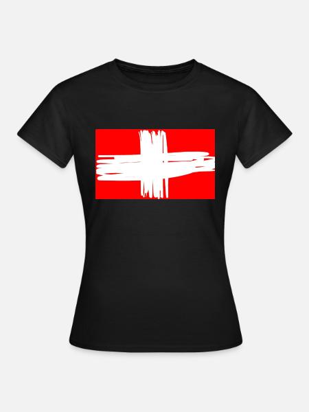 Schweizer Fahne - Frauen T-Shirt - Schwarz