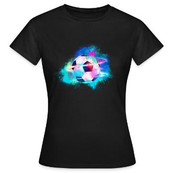 Football Ball colorful - Women's T-Shirt - black - Front - AI Model Female 172 dark (172cm)