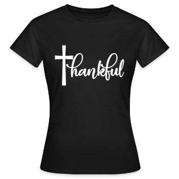 Reconnaissant, Croix chrétienne, Foi, reconnaissant - T-shirt Femme - noir - Devant - AI Model Female 172 dark (172cm)