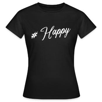 #Happy - T-shirt Femme - noir - Devant - AI Model Female 172 dark (172cm)