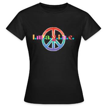 Produit avec « Imagine » et signe de paix! - T-shirt Femme - noir - Devant - AI Model Female 172 dark (172cm)