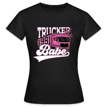 35. GEBURTSTAG 1991 TRUCKER BABE LKW FAHRERIN - Frauen T-Shirt - Schwarz - Vorne - AI Model Female 172 dark (172cm)