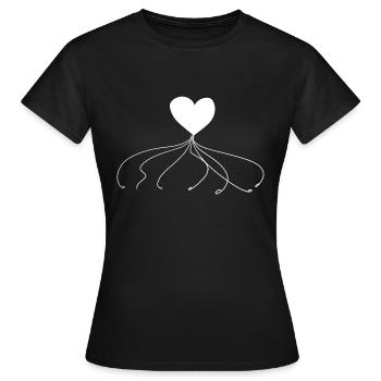 herz faden linien linie - Frauen T-Shirt - Schwarz - Vorne - AI Model Female 172 dark (172cm)