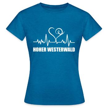 Heartbeat Hoher Westerwald - Frauen T-Shirt - Antikblaues Saphir meliert - Vorne - AI Model Female 172 dark (172cm)