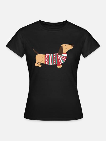 Lustiger Weihnachtsdackel Weihnachten Dackel Hund - Frauen T-Shirt - Schwarz