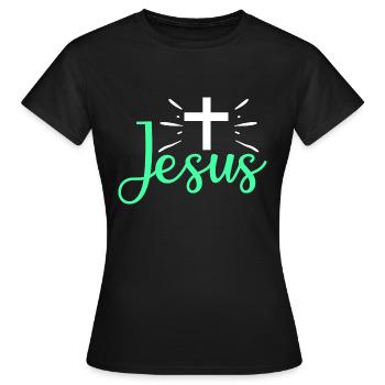 Crucifix Jésus - T-shirt Femme - noir - Devant - AI Model Female 172 dark (172cm)