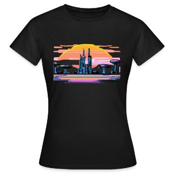Paysage futuriste - T-shirt Femme - noir - Devant - AI Model Female 172 dark (172cm)
