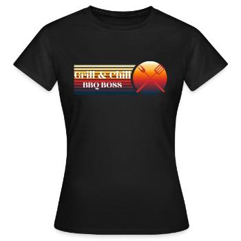 Grill und Chill BBQ Boss - Frauen T-Shirt - Schwarz - Vorne - AI Model Female 172 dark (172cm)
