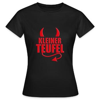 KLEINER TEUFEL - HALLOWEEN - TEUFELSHÖRNER - Frauen T-Shirt - Schwarz - Vorne - AI Model Female 172 dark (172cm)