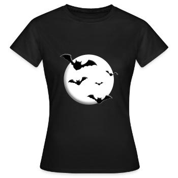 FLEDERMÄUSE - MOND - HALLOWEEN - FLEDERMAUS - Frauen T-Shirt - Schwarz - Vorne - AI Model Female 172 dark (172cm)