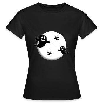 MOND - GEISTER - GESPENSTER - HALLOWEEN - Frauen T-Shirt - Schwarz - Vorne - AI Model Female 172 dark (172cm)
