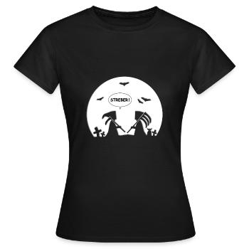 STREBER - SENSENMANN - REAPER - MOND - HALLOWEEN - Frauen T-Shirt - Schwarz - Vorne - AI Model Female 172 dark (172cm)