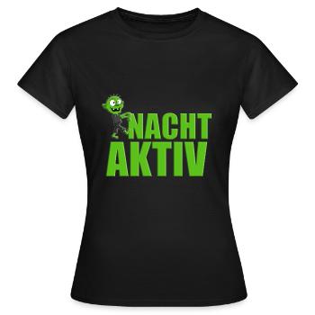 NACHTAKTIV - HALLOWEEN - ZOMBIE - Frauen T-Shirt - Schwarz - Vorne - AI Model Female 172 dark (172cm)