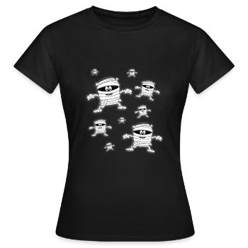 MUMIEN - HALLOWEEN - MUMIE - KIND - KINDER - BABY - Frauen T-Shirt - Schwarz - Vorne - AI Model Female 172 dark (172cm)
