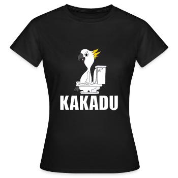 KAKADU - VOGEL - WC - TOILETTE - TIER - TIERISCH - Frauen T-Shirt - Schwarz - Vorne - AI Model Female 172 dark (172cm)