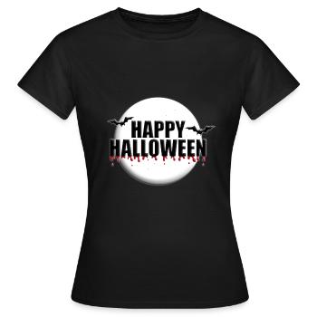 HAPPY HALLOWEEN - MONDSCHEIN - FLEDERMÄUSE - Frauen T-Shirt - Schwarz - Vorne - AI Model Female 172 dark (172cm)