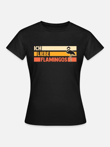 Ich liebe Flamingos - Frauen T-Shirt - Schwarz