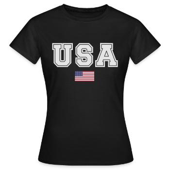 TEAM USA amerikanische Flagge Fahne unter Schrift - Frauen T-Shirt - Schwarz - Vorne - AI Model Female 172 dark (172cm)