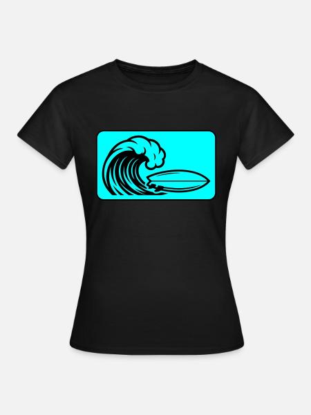 Surfbrett Welle - Frauen T-Shirt - Schwarz