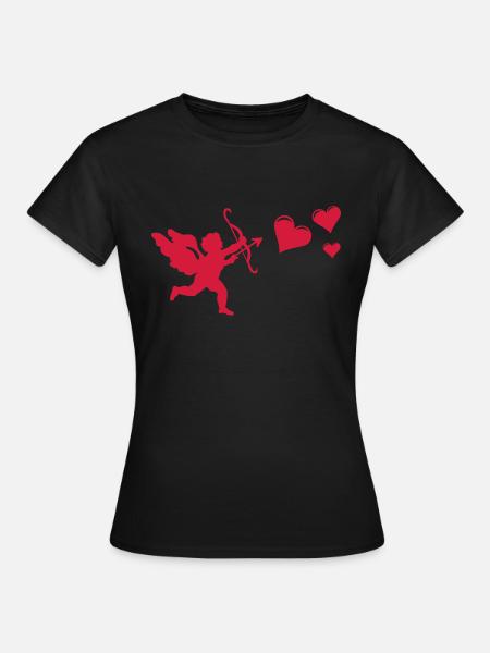 Engel mit Herzen - Frauen T-Shirt - Schwarz