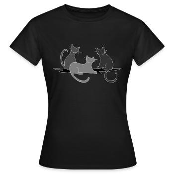 Katzen - Frauen T-Shirt - Schwarz - Vorne - AI Model Female 172 dark (172cm)
