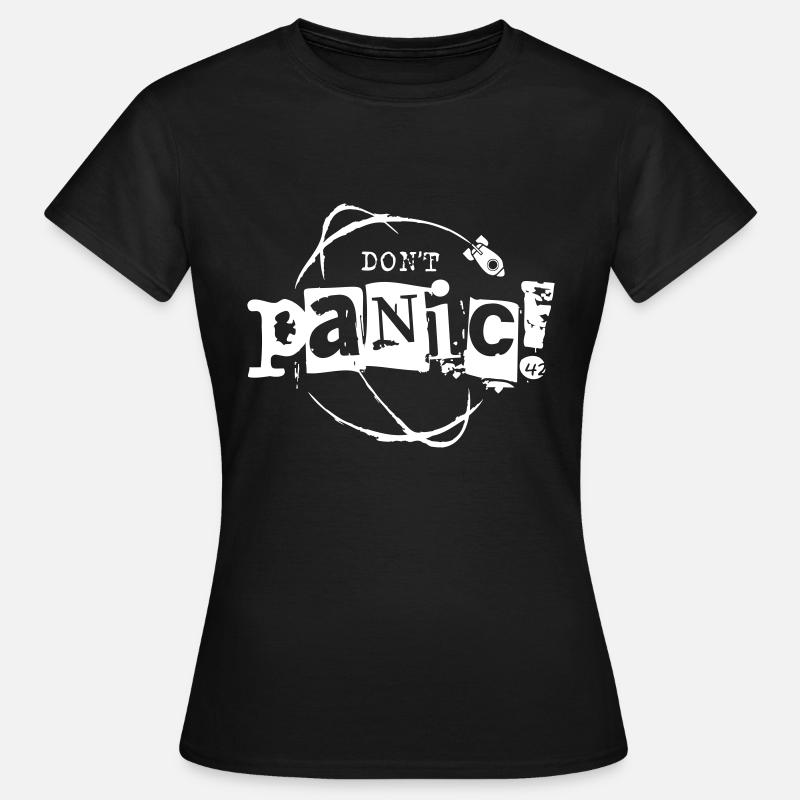Don't Panic Galaxy Rakete Raumschiff 42 - Frauen T-Shirt - Schwarz