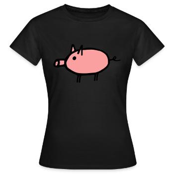 Schwein - Frauen T-Shirt - Schwarz - Vorne - AI Model Female 172 dark (172cm)