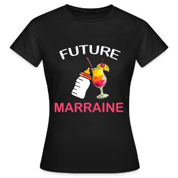 Ma Future Marraine Idée Cadeau Annonce Grosse - T-shirt Femme - noir - Devant - AI Model Female 172 dark (172cm)