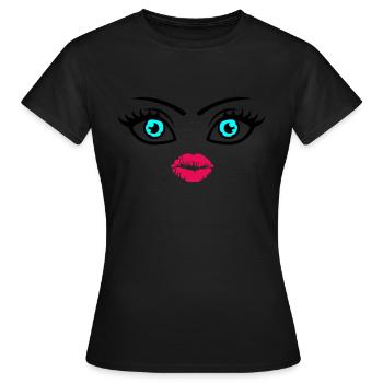 kiss face - Frauen T-Shirt - Schwarz - Vorne - AI Model Female 172 dark (172cm)