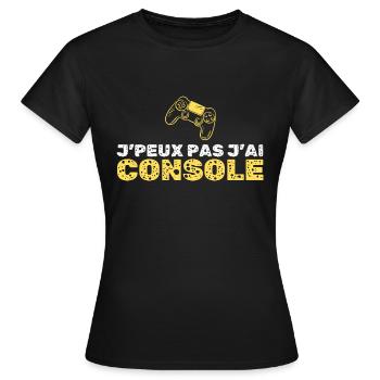 je peux pas console - T-shirt Femme - noir - Devant - AI Model Female 172 dark (172cm)