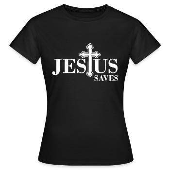 Jesus Rettet - Frauen T-Shirt - Schwarz - Vorne - AI Model Female 172 dark (172cm)